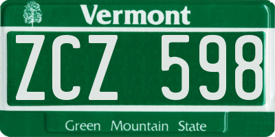 VT license plate ZCZ598