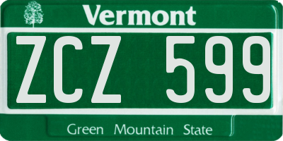 VT license plate ZCZ599