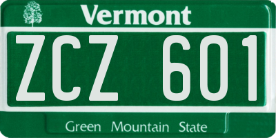 VT license plate ZCZ601