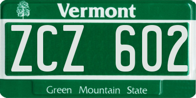VT license plate ZCZ602