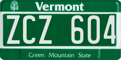 VT license plate ZCZ604