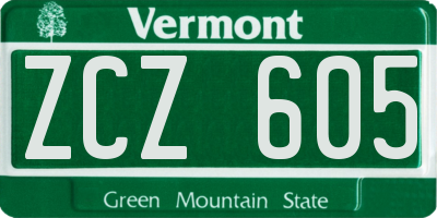 VT license plate ZCZ605