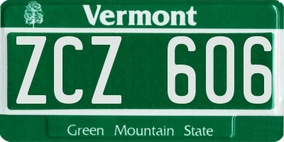 VT license plate ZCZ606