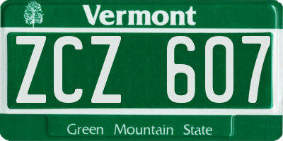 VT license plate ZCZ607