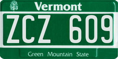 VT license plate ZCZ609
