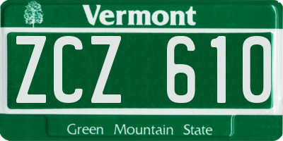 VT license plate ZCZ610