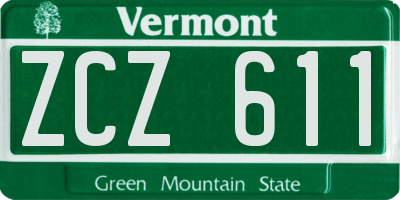 VT license plate ZCZ611