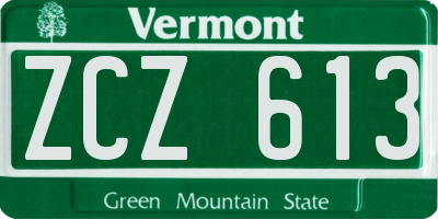 VT license plate ZCZ613