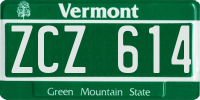 VT license plate ZCZ614