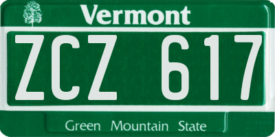 VT license plate ZCZ617