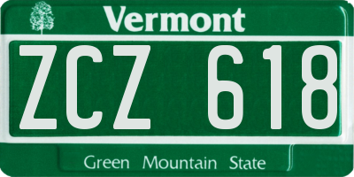 VT license plate ZCZ618