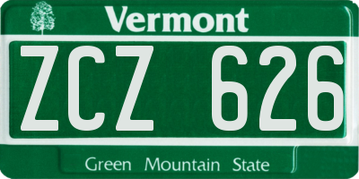 VT license plate ZCZ626