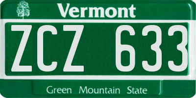 VT license plate ZCZ633