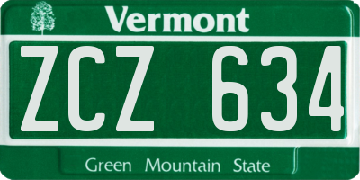 VT license plate ZCZ634