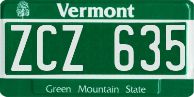 VT license plate ZCZ635