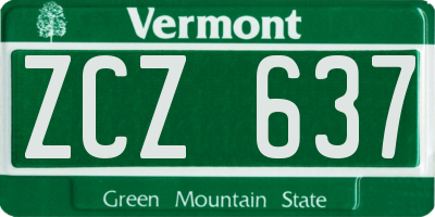 VT license plate ZCZ637