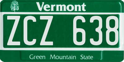 VT license plate ZCZ638