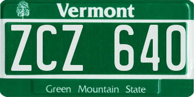 VT license plate ZCZ640