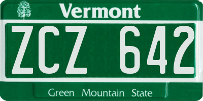 VT license plate ZCZ642