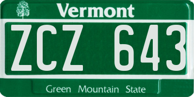 VT license plate ZCZ643