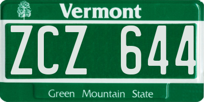 VT license plate ZCZ644