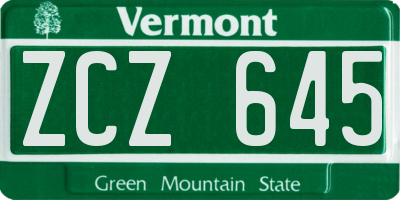 VT license plate ZCZ645