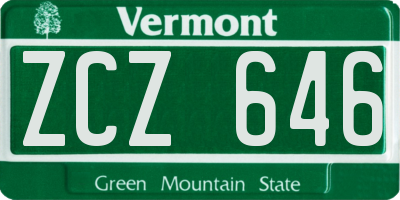 VT license plate ZCZ646