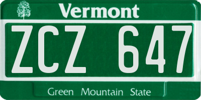 VT license plate ZCZ647