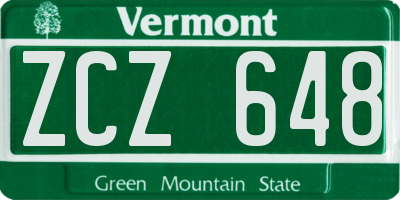 VT license plate ZCZ648