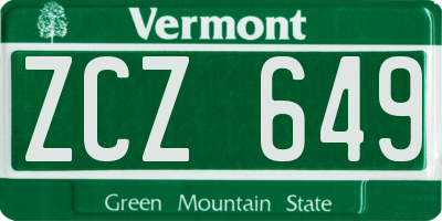 VT license plate ZCZ649