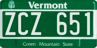 VT license plate ZCZ651