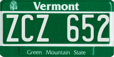 VT license plate ZCZ652