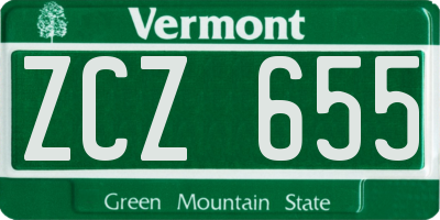 VT license plate ZCZ655