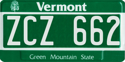 VT license plate ZCZ662