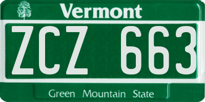 VT license plate ZCZ663