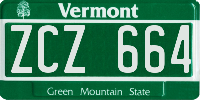 VT license plate ZCZ664