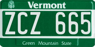 VT license plate ZCZ665