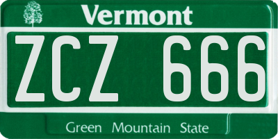 VT license plate ZCZ666