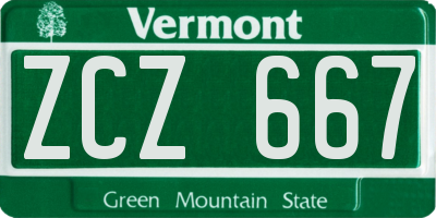 VT license plate ZCZ667