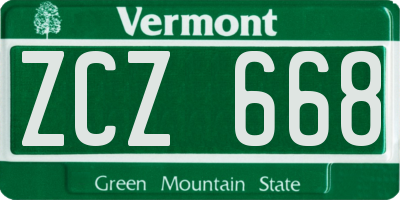 VT license plate ZCZ668