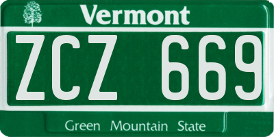 VT license plate ZCZ669