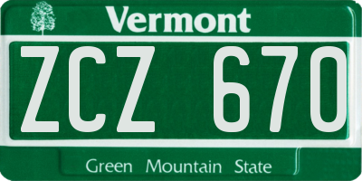 VT license plate ZCZ670