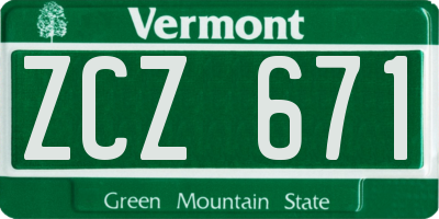 VT license plate ZCZ671