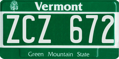 VT license plate ZCZ672