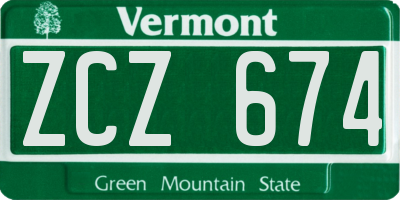VT license plate ZCZ674