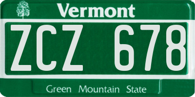 VT license plate ZCZ678