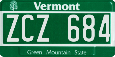 VT license plate ZCZ684