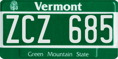 VT license plate ZCZ685