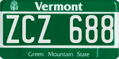 VT license plate ZCZ688