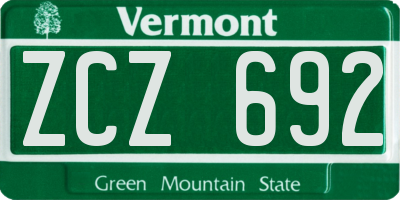 VT license plate ZCZ692